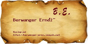 Berwanger Ernő névjegykártya